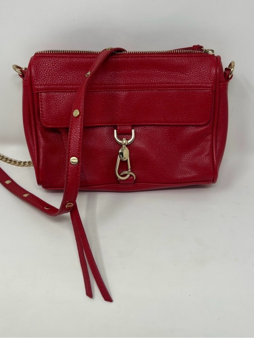 Forever 21 Red Leather Crossbody Shoulder Bag with Gold Hardware